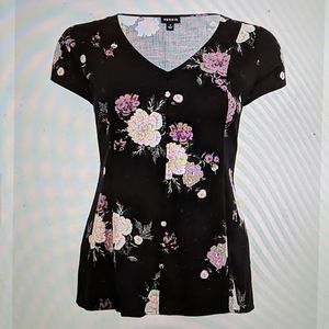 Torrid black floral blouse
